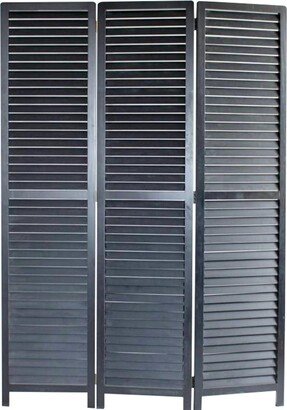 Transitional Wooden Screen with 3 Panels and Shutter Design - 67 H x 2 W x 47 L Inches