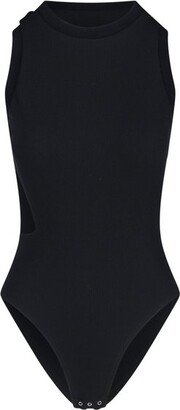 Ribbed Buttoned Bodysuit