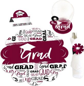 Big Dot Of Happiness Maroon Grad Best is Yet to Come Party Table Decorations Chargerific Kit 8 Ct