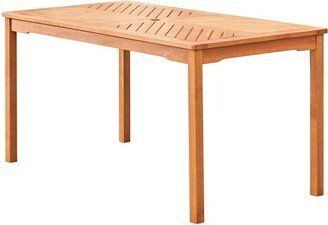 Olina Honey Fish Bone Eucalyptus Wooden Rectangle Patio Dining Table