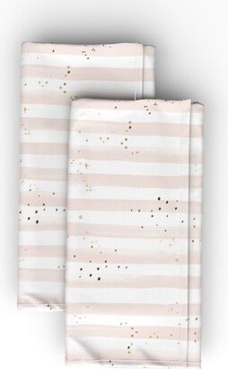 Cloth Napkins: Watercolor Stripe And Dots - Pink Cloth Napkin, Longleaf Sateen Grand, Pink