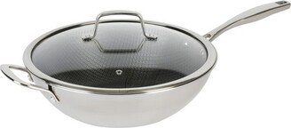 Elite Luke 12 Inch Non-Stick Tri-Ply Stainless Steel Wok with Glass Lid