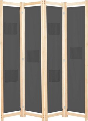 4-Panel Room Divider Gray 62.9