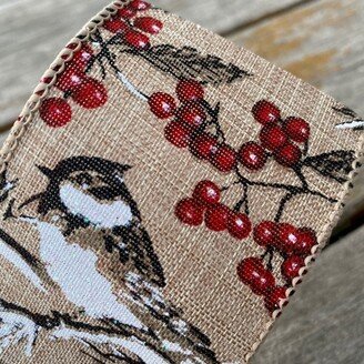 Birds And Berries Wired Ribbon