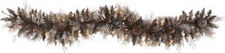 Flocked Artificial Christmas Garland with Lights and Pinecones, 72