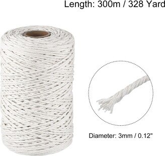 Unique Bargains Macrame Cord 328 Yard 0.12-in Dia Cotton Rope Twisted Braided String