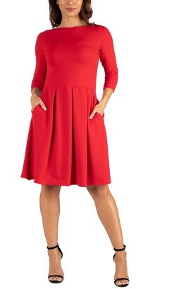 24seven Comfort Apparel Women's Perfect Fit and Flare Pocket Dress