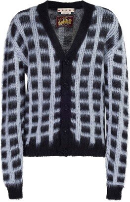 Windowpane-Check Cardigan