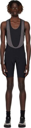 Gray Striped Bib Shorts