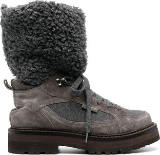 Faux-Fur Detail Hiking Boots