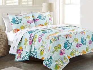 Marlin Fish Coastal Reversible Ultra-Soft Microfiber Quilt Set