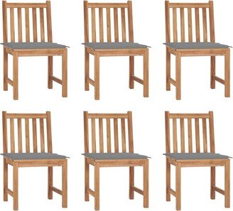 Patio Chairs 6 pcs with Cushions Solid Teak Wood - 19.7 x 20.9 x 35.4-AB