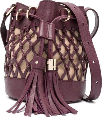 Logo-Debossed Leather Bucket Bag