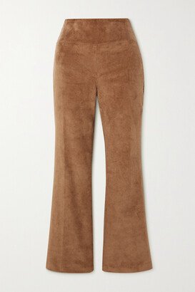 Cropped Cotton-blend Corduroy Flared Pants - Brown