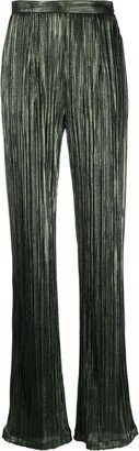 Pleated Satin Straight Trousers