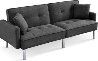 IDEAZ International 1241LSL Dark Grey Fabric Convertible Futon