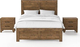 3pc Queen Quail Bedroom Set with 2 Nightstands Rustic Light Walnut - HOMES: Inside + Out