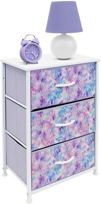 Purple Tie-Dye 3-Drawer Nightstand