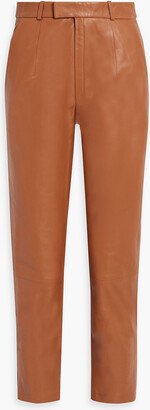 Cropped leather tapered pants