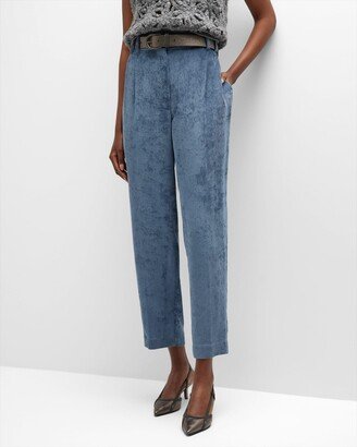Tapered Corduroy Pants with Monili Detail