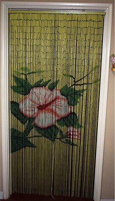 Lotus Flower Bamboo Beaded Curtain - 36 x 80