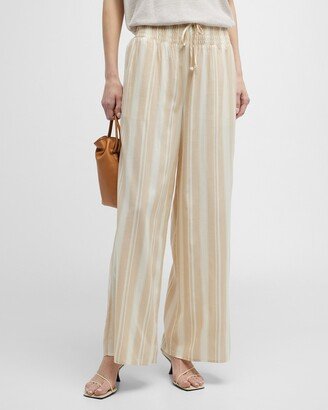 Gorja Smocked Wide-Leg Striped Pants