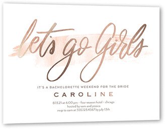 Bachelorette Party Invitations: Lets Go Girls Bachelorette Party Invitation, Rose Gold Foil, White, 5X7, Matte, Personalized Foil Cardstock, Square