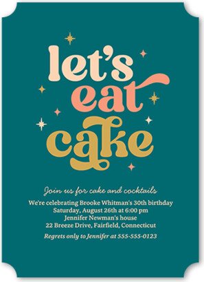 Adult Birthday Invitations: Classic Cake Birthday Invitation, Blue, 5X7, Pearl Shimmer Cardstock, Ticket