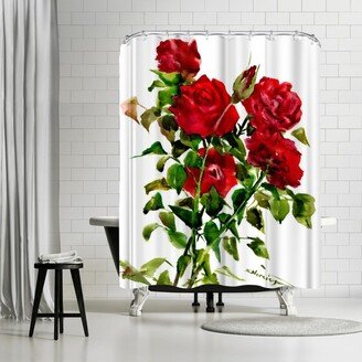 71 x 74 Shower Curtain, Dark Red Roses Suren 3 by Suren Nersisyan