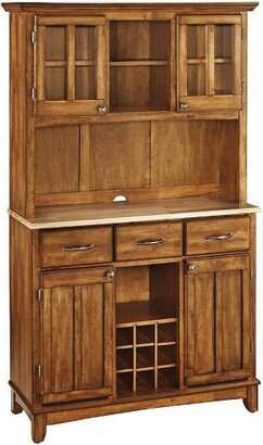 72.25 Sideboard Buffet Servers with Wood Top and Hutch Oak Brown