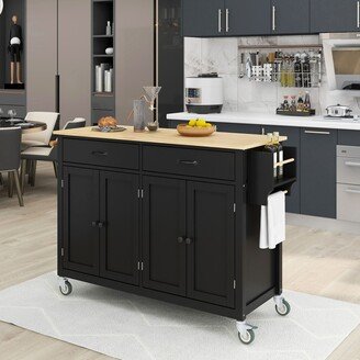 2-Drawer Kitchen Island Cart with Locking Wheels