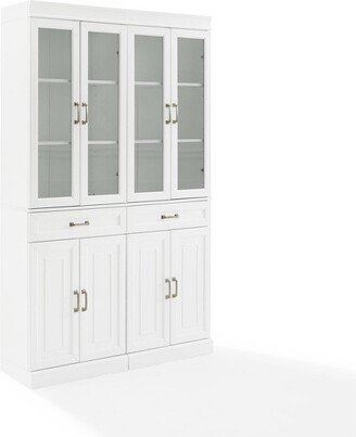 2pc Stanton Glass Door Pantry Set White