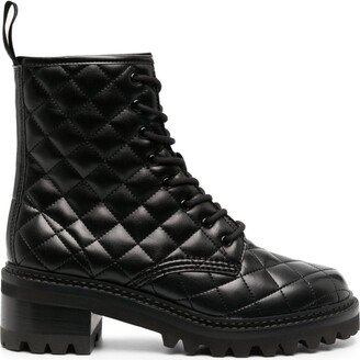 Diamond-Quilted Leather Boots-AA