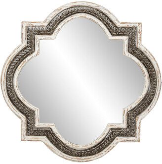 Peyton Lane Vintage Styled Distressed Quatrefoil Framed Wall Mirror