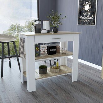 BESTCOSTY Kitchen Island with Two Shelves, One Drawer, Four Legs-AA