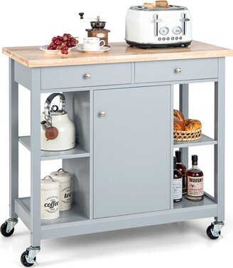 Kitchen Island Utility Cart Rolling Storage Trolley w/ Open