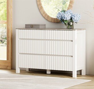 WAMPAT Dresser for Bedroom with 6 Drawers，Modern White Kids Chests & Dressers