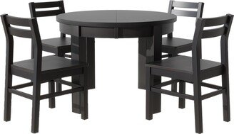 GREATPLANINC Round Dining Table Set 41 Extendable Table with 4 Chairs, Espresso