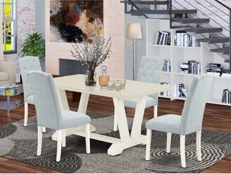 Dining Room Table Set - a Dining Table and Parson Chairs - Linen White Finish