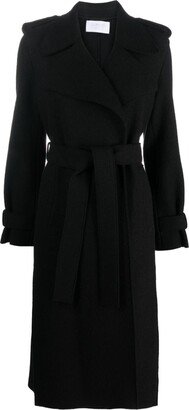 Belted-Waist Virgin Wool Trench Coat