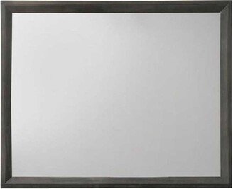 Rectangular Grained Wooden Frame Dresser Top Mirror, Gray and Silver