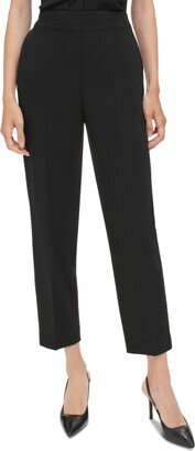 Petite Elastic-Back Cropped Mid-Rise Pants