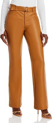 Arya Womens Faux Leather Vegan Straight Leg Pants