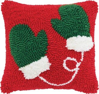 Mittens Hooked Throw Pillow