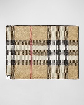 Men's Vintage Check Money Clip Wallet