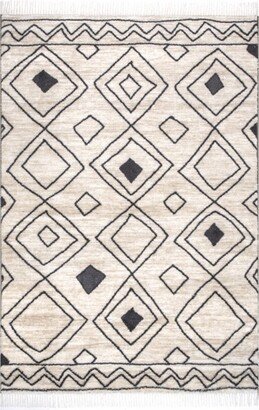 Kenley Spotted Diamonds Area Rug, , Beige