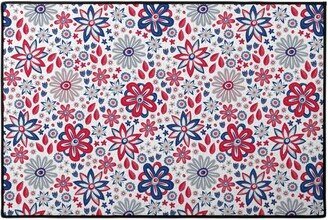 Door Mats: Bohemian Fields - Red, White And Blue Door Mat, Red