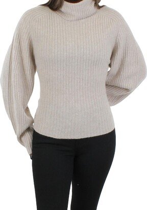 Womens Cashmere Ribbed Turtleneck Sweater