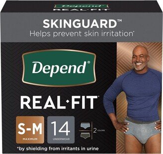 Depend Real Fit Incontinence Underwear for Men - Maximum Absorbency - S/M - Black & Gray - 14ct