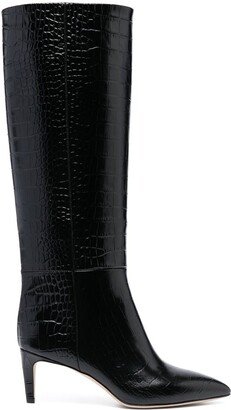 Stiletto 80mm crocodile-effect leather boots